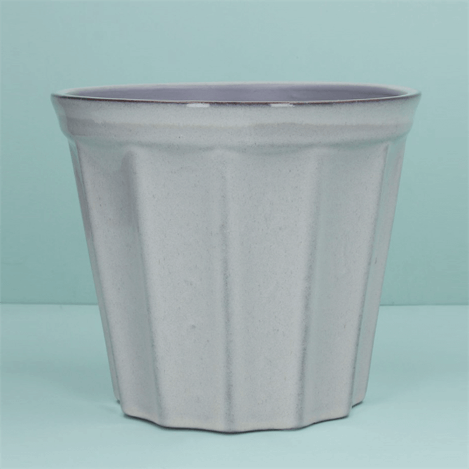 Gisela Graham Large Ribbed Taupe Ceramic Pot